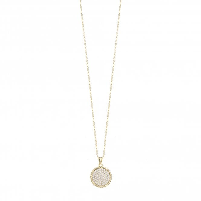 Gold & Crystal Circle Pendant Necklace