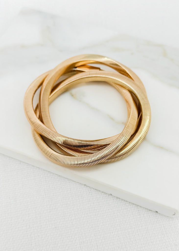 Gold Triple Twist Stretch Bracelet
