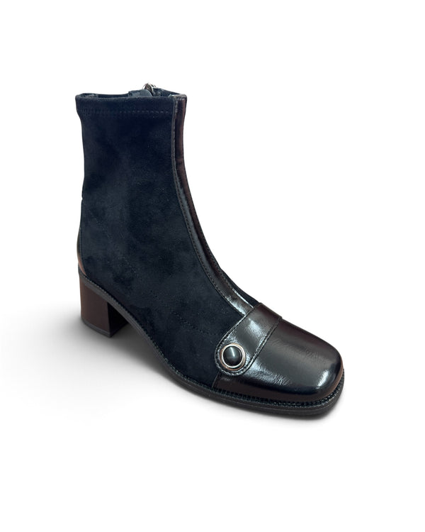 Patrizio Como Serri Black Block Heel Ankle Boots