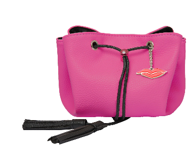 Donna May Raspberry Mini Leather Lay Flat Makeup Bag