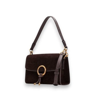 Hispanitas BI264945 Espresso Suede Shoulder Bag