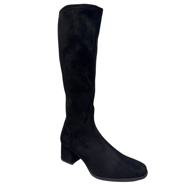 Miss Elastic 75310 Black Stretch Long Boot with block heel