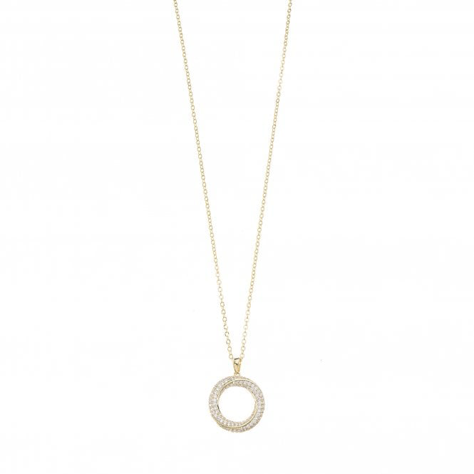 Gold & Crystal Circle Pendant Necklace