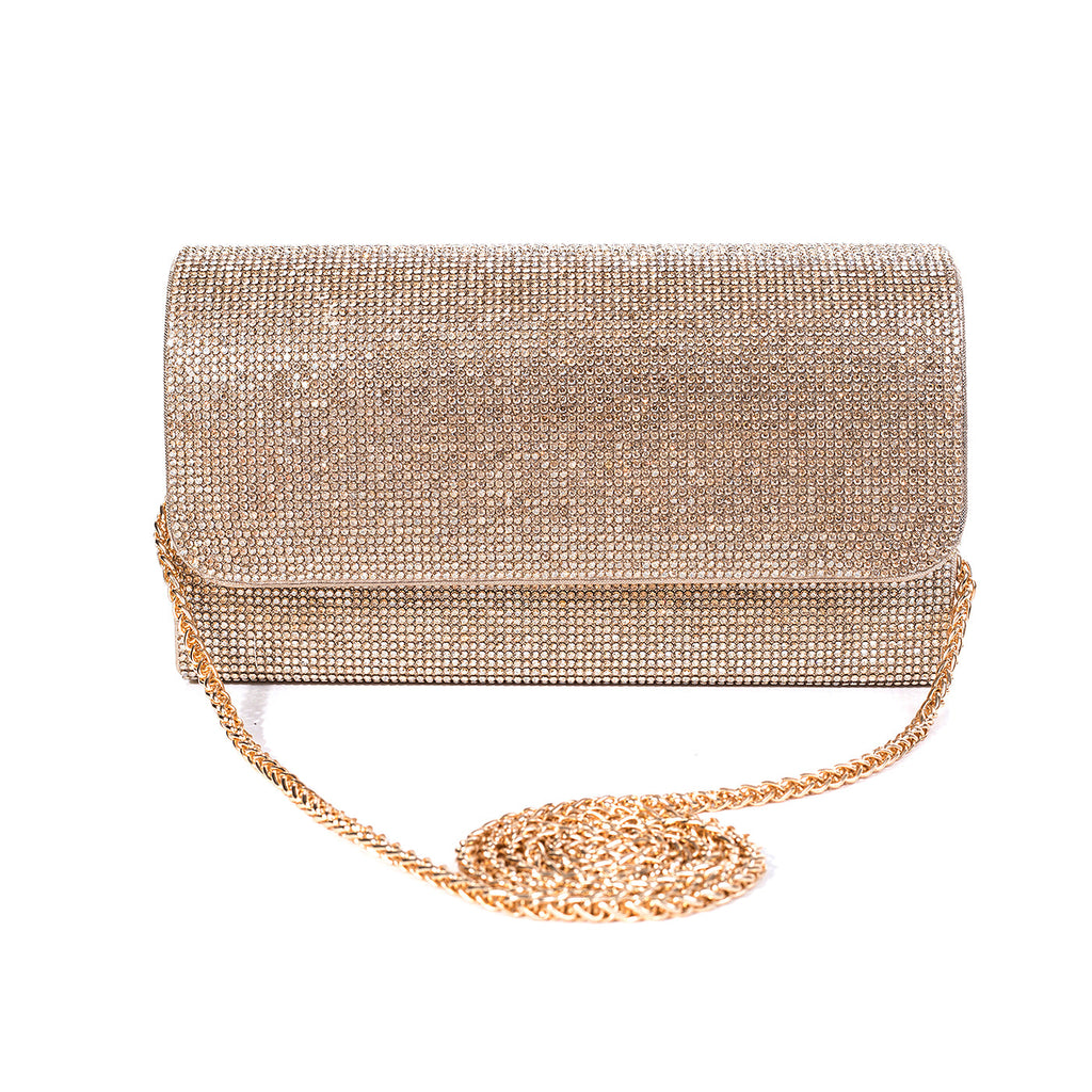 Gold Crystal Encrusted Clutch Handbag