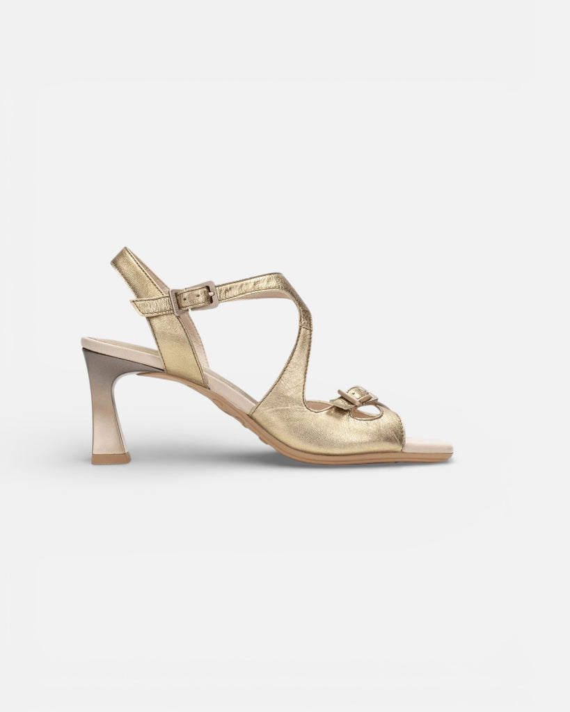 Hispanitas Gold Leather CrissCross Heeled Sandals HV264814