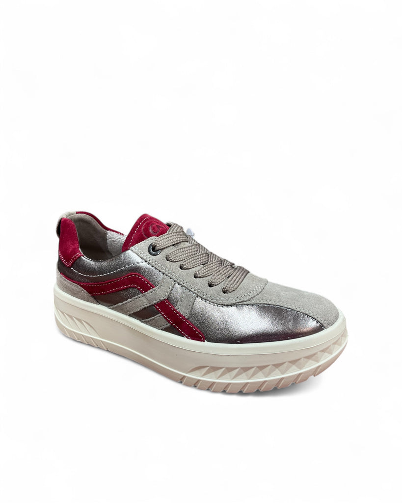 Ara Monaco Pewter, Berry & Cashmere Leather Trainers