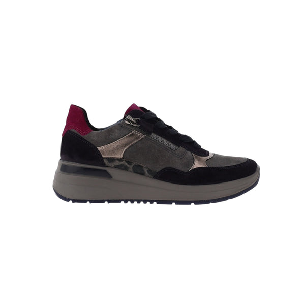 Ara Garda Grey, Black & Mulberry Trainers