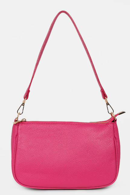 Chloe Raspberry Pebbled Leather Baguette Handbag