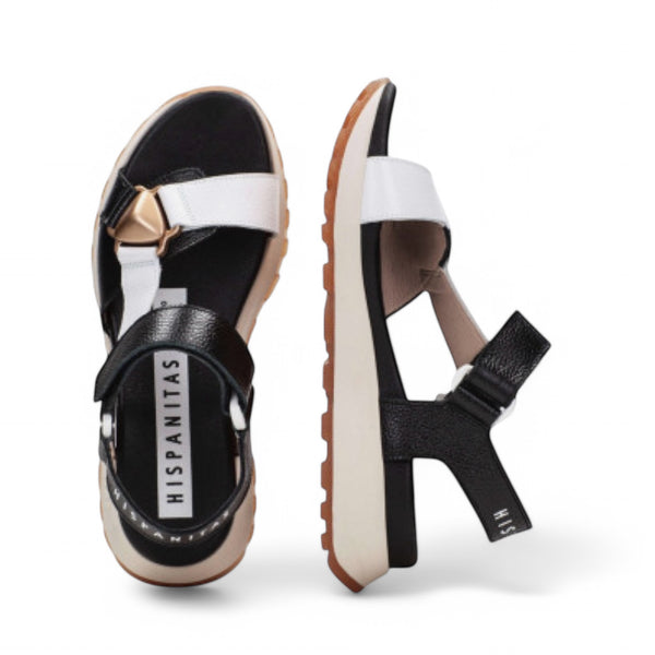 Hispanitas CHV253896 Maui Black & White Leather Sandals
