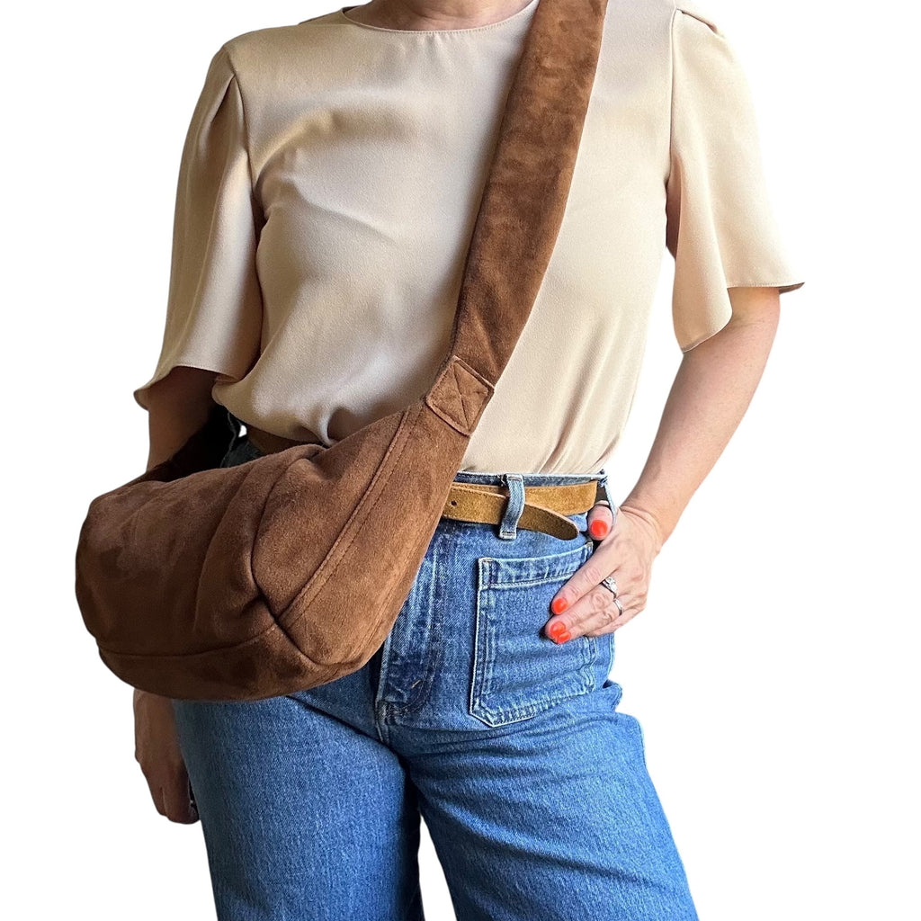 Brixton Large Brown Suede Slingbag