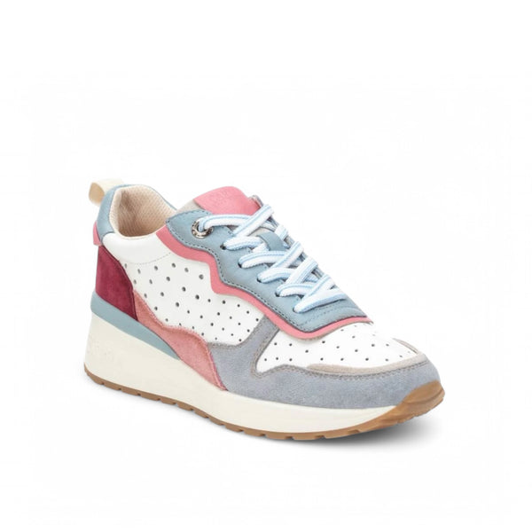Carmela White & Blue Leather Trainers