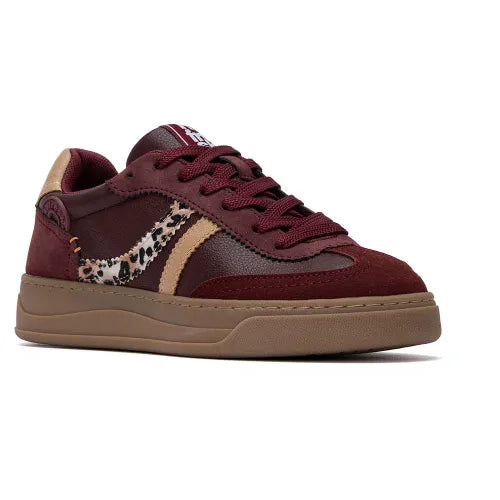 Refresh 176221 Burgundy & Leopard Gum Sole Trainers