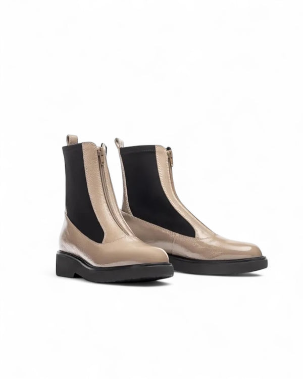 Unisa Foggia Taupe Leather Patent Boots