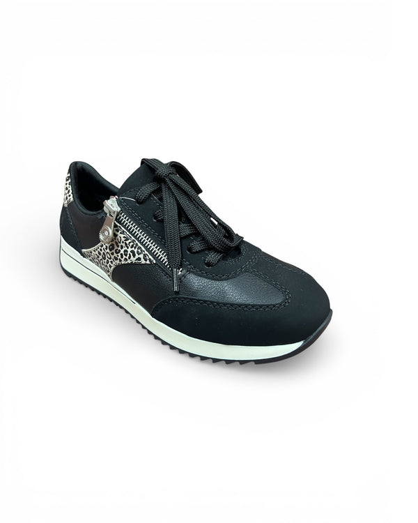Rieker Dena Black & Leopard Trainers N1210-00