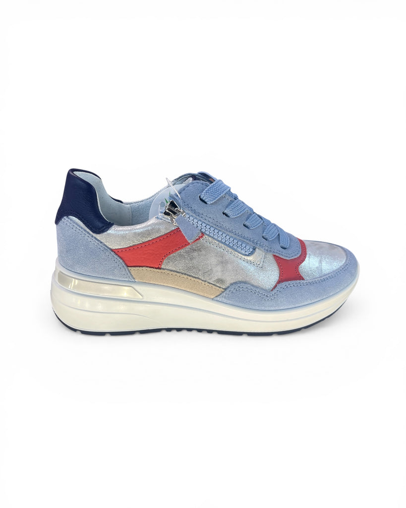 Ara Garda Silver, Blue, Strawberry Leather Trainers