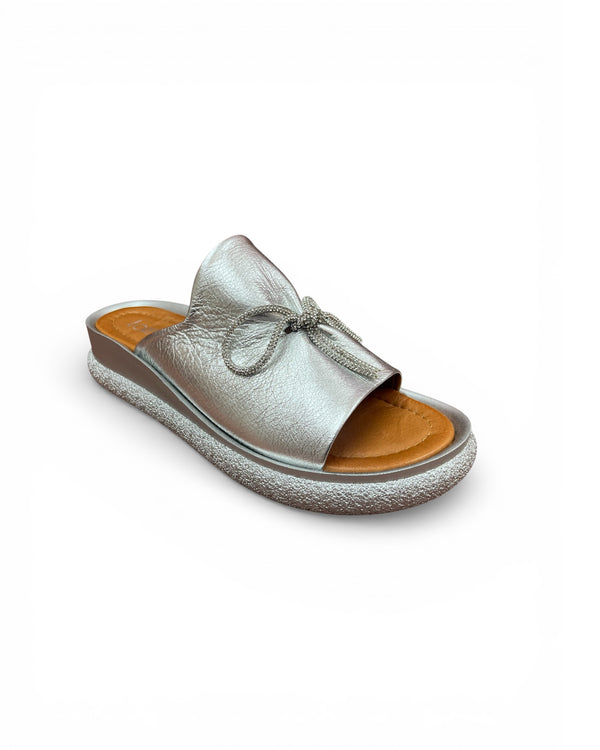 Loretta Vitale Silver Slider Sandals