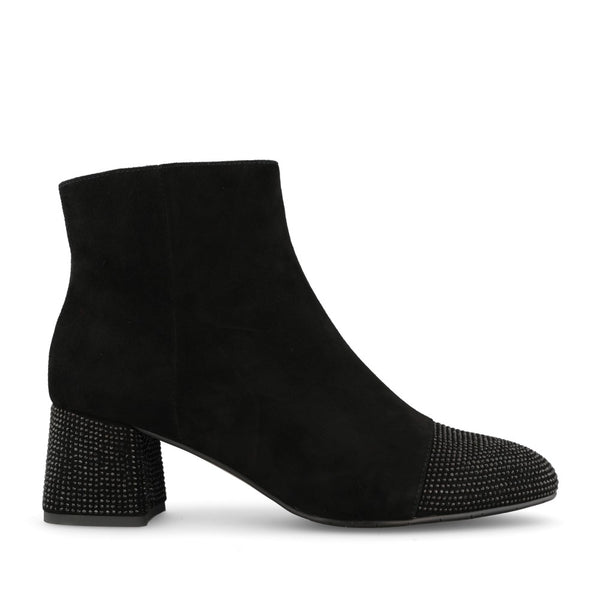 Loretta Vitale C1507 Black Suede Boots with Embellished Heel & Toe