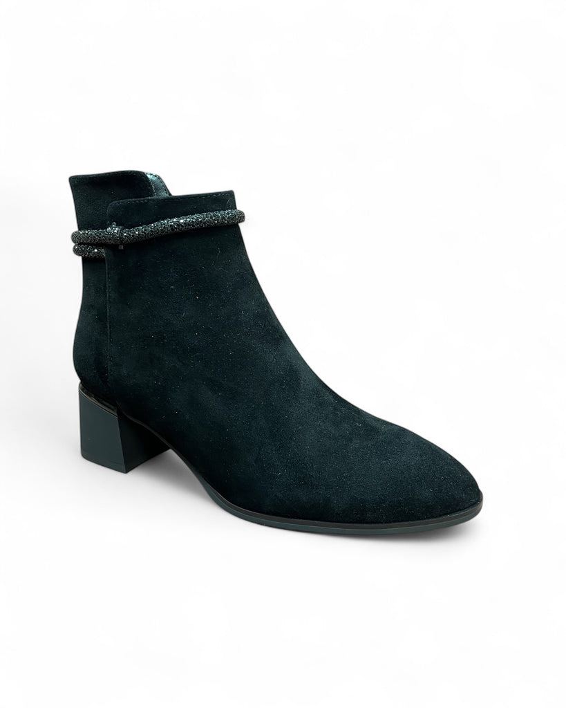 Loretta Vitale C9649 Black Suede Boots with Ankle Embellishment
