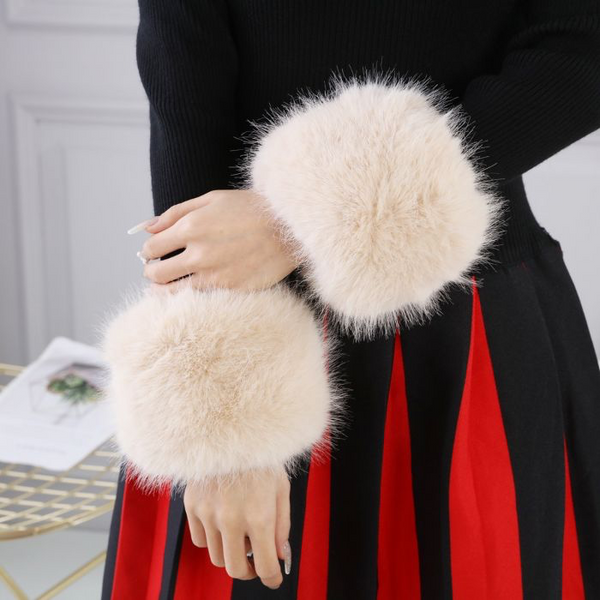 Ivory Faux Fur Cuffs