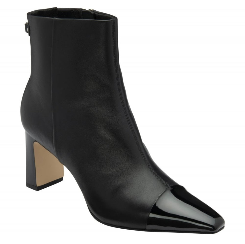 Danni Black Leather & Patent Ankle Boots