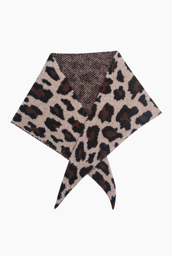 Beige Leopard Print Triangle Heavyweight Scarf