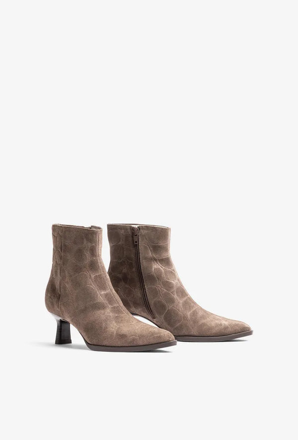 Unisa Lomas Taupe Croc Suede Ankle Boots