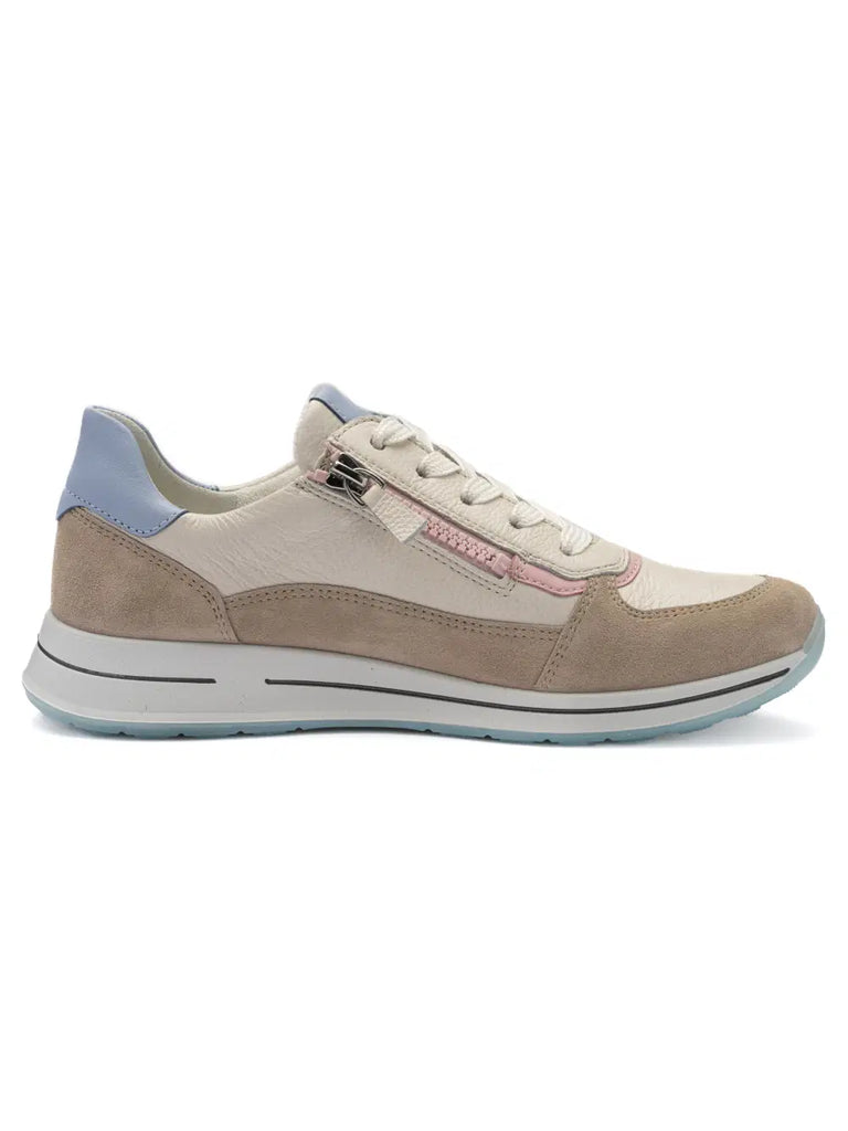 Ara Osaka Cream, Beige, Pink Leather Trainers