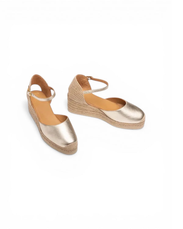 Unisa Cisca Gold Leather Espadrilles