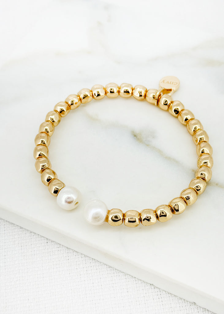 Gold & Pearl Beaded Bracelet