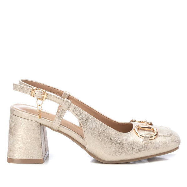 Gold Shimmer XTI Block Heel Shoes