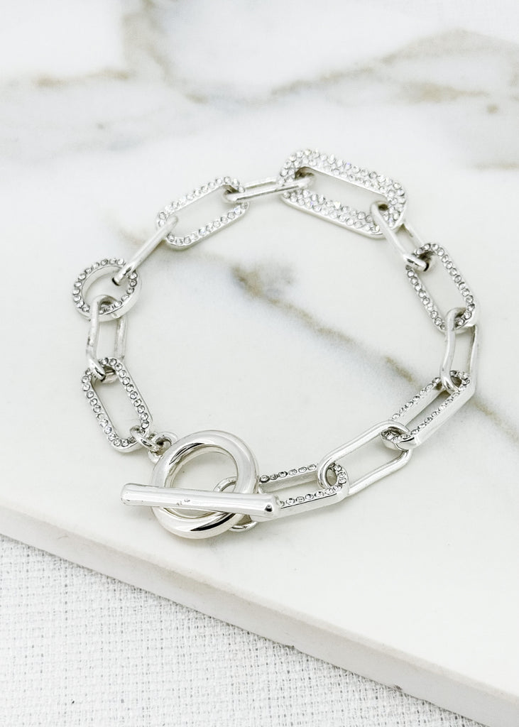 Silver Chunky Chain T Bar Bracelet