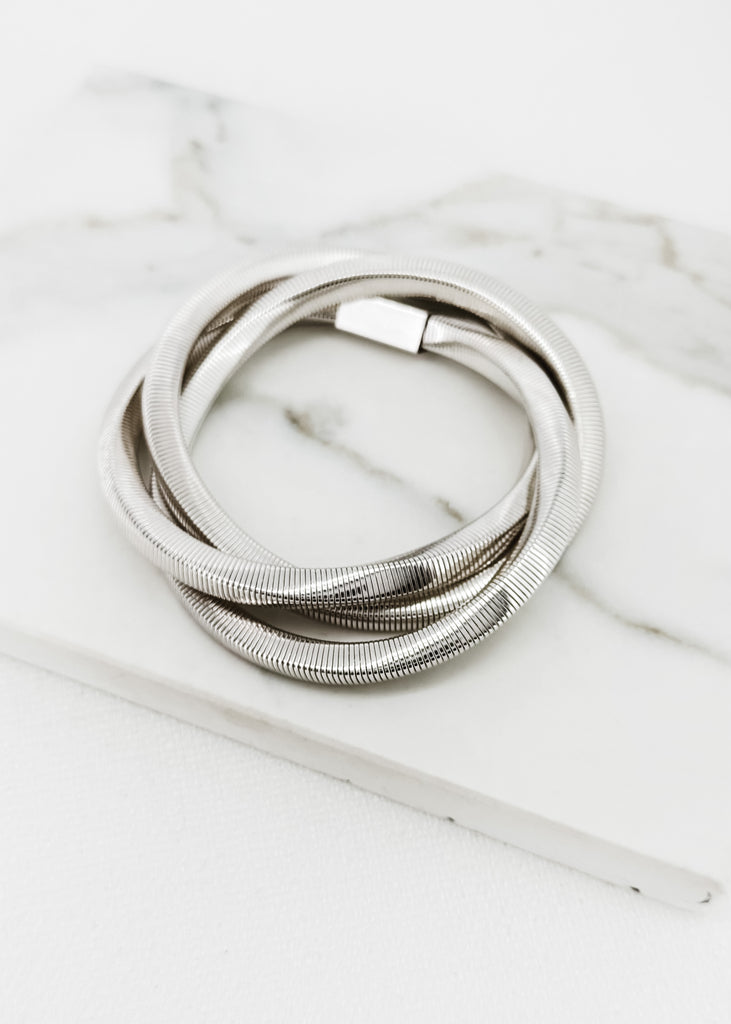 Silver Triple Twist Stretch Bracelet
