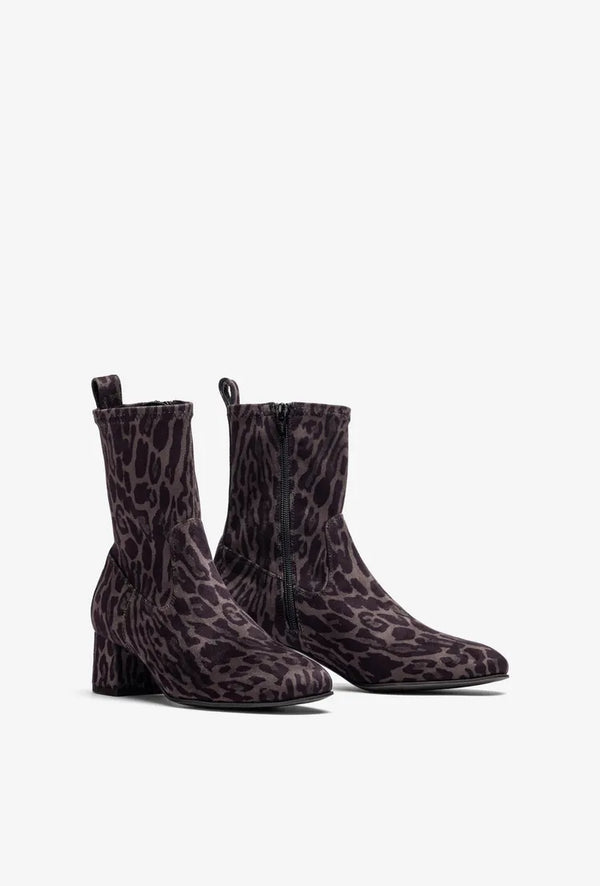 Unisa Lemico Leopard Print Suede Block Heel Boots