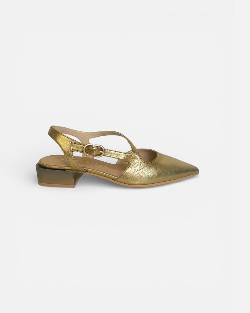 Hispanitas Lila Gold Strappy Flat Pointed Shoe HV264773