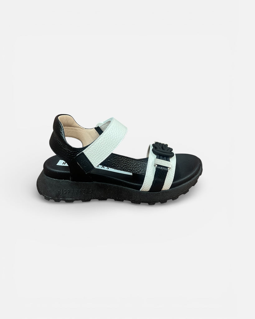 Hispanitas Black & White Leather Velcro Sandals CHV264679