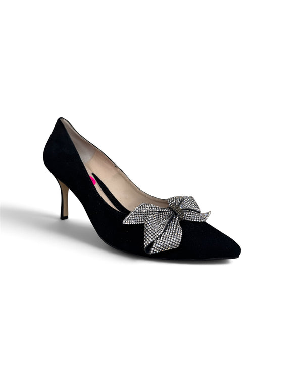 Emis Z7841/023 Black Pointed Shoe with Diamonte Bow