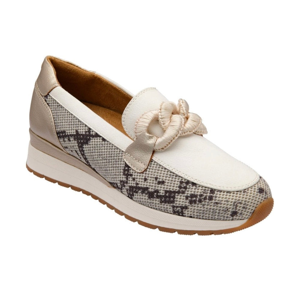 Lorrian Snake Print Cream & Black Lotus Loafers