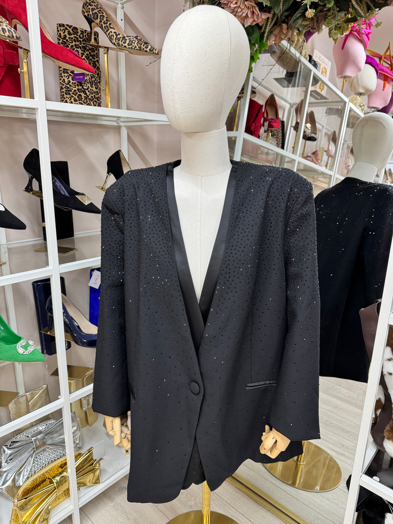 Black Sparkle Double Lapel Tux Blazer