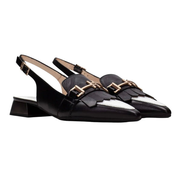 Hispanitas CHV253817 Dali Black & White Pointed Slingback Loafers