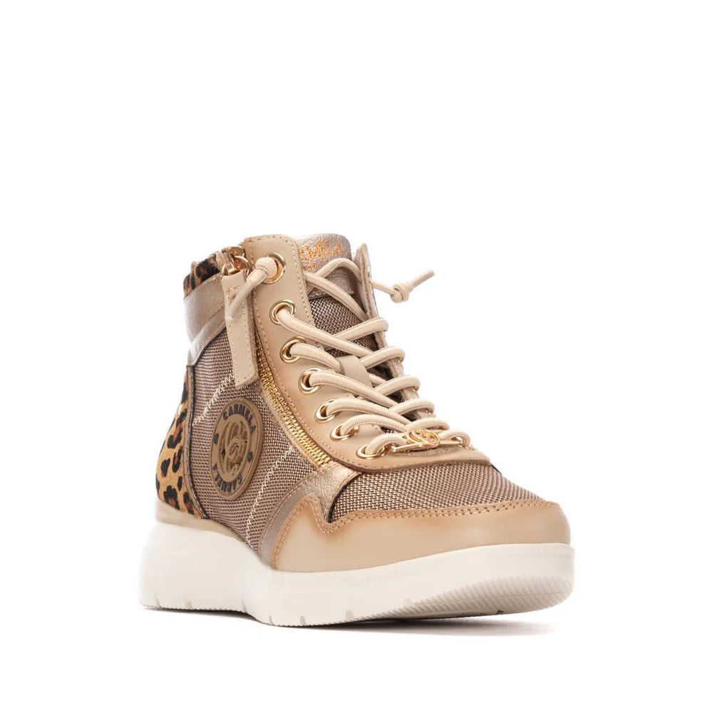 Carmela Beige Leather Ankle Boots