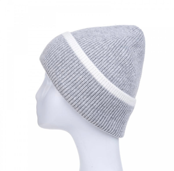 Dove Grey & Ivory Beanie Hat