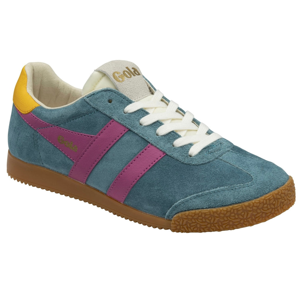 Gola Elan Peacock Fuchsia & Yellow Suede Trainers