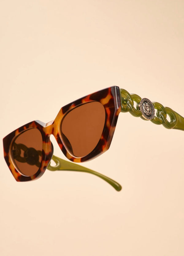 Powder Luxe Zelia Tortoiseshell/Olive Sunglasses