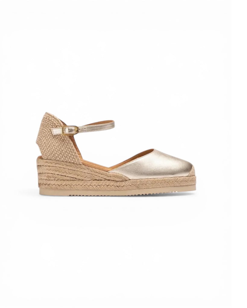 Unisa Cisca Gold Leather Espadrilles
