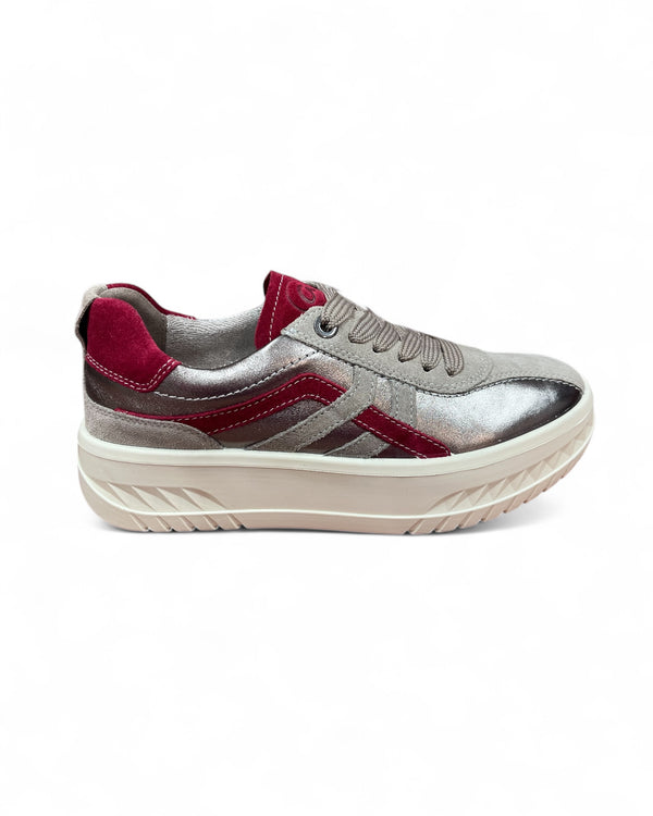 Ara Monaco Pewter, Berry & Cashmere Leather Trainers