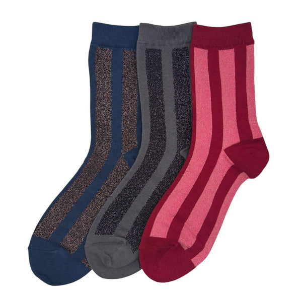 Berlin Red Striped Sparkly Socks