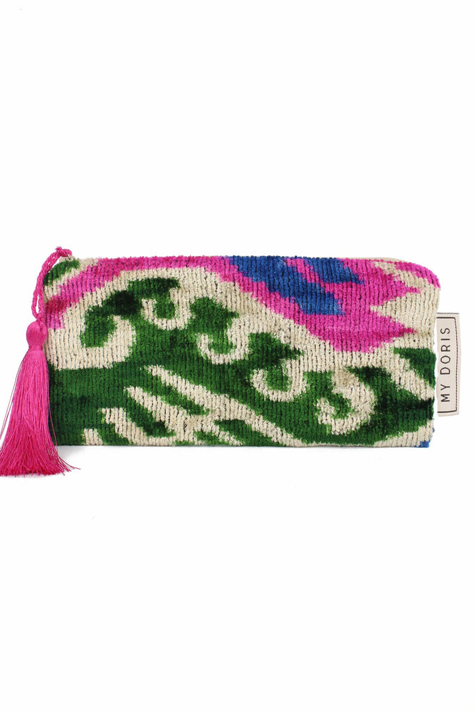 Cream Multi Silk Velvet Sunglasses Pouch