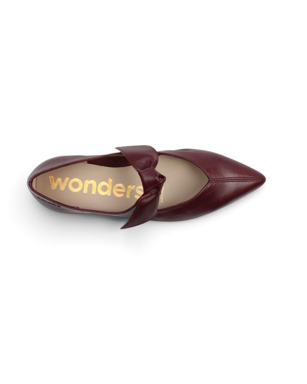 Wonders A-3840 Wine Pointed Low Wedge Shoe