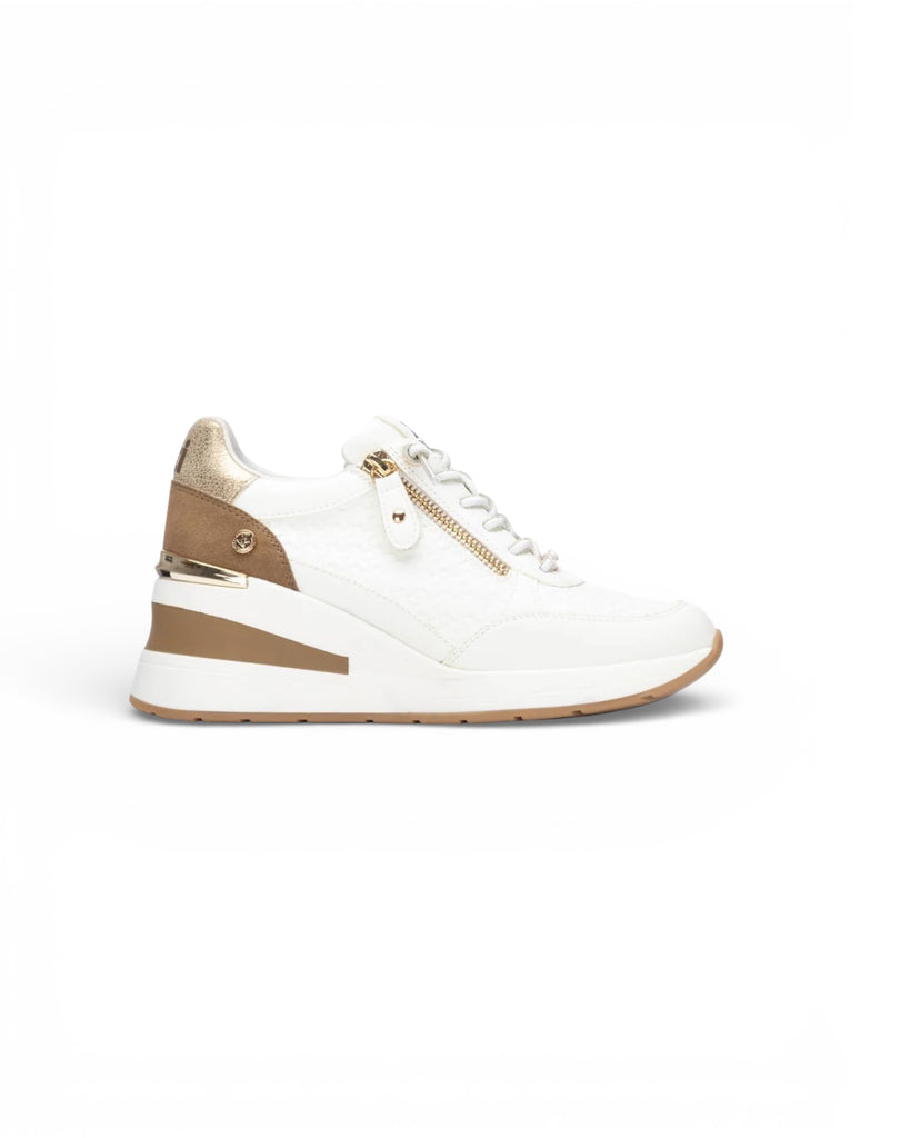 XTI White Wedge Trainers with Side Zip 145449