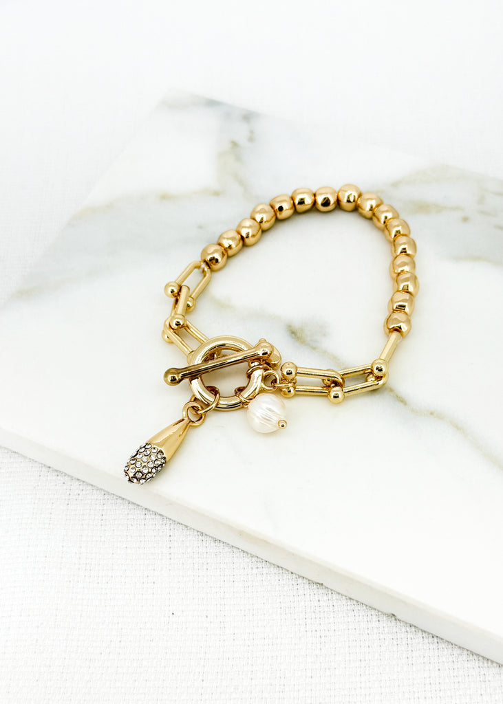 Gold & Pearl Charm Bracelet